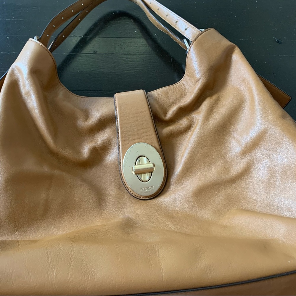 Leather Coach shoulder hobo bag